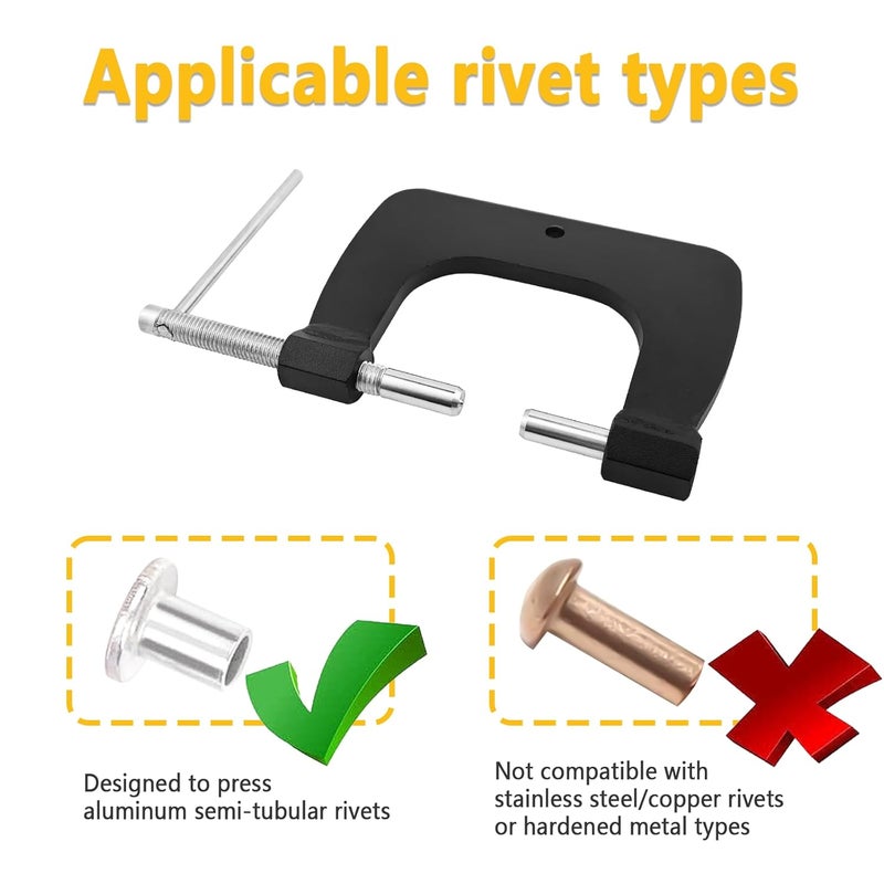 MLWRID Hand Tubular Rivet Tool, 1/8" Semi Tubular Rivet Tool Kit with Aluminum Tubular Rivets for Window Vent, Tonka Toy, Pinball Machine & Coleman Repair – 50Pcs - Image 2